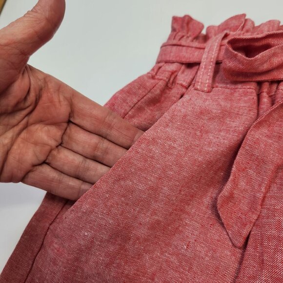 Draper James RSVP Women's Linen Blend Paperbag Short Lined Light Red XS - Picture 3 of 13